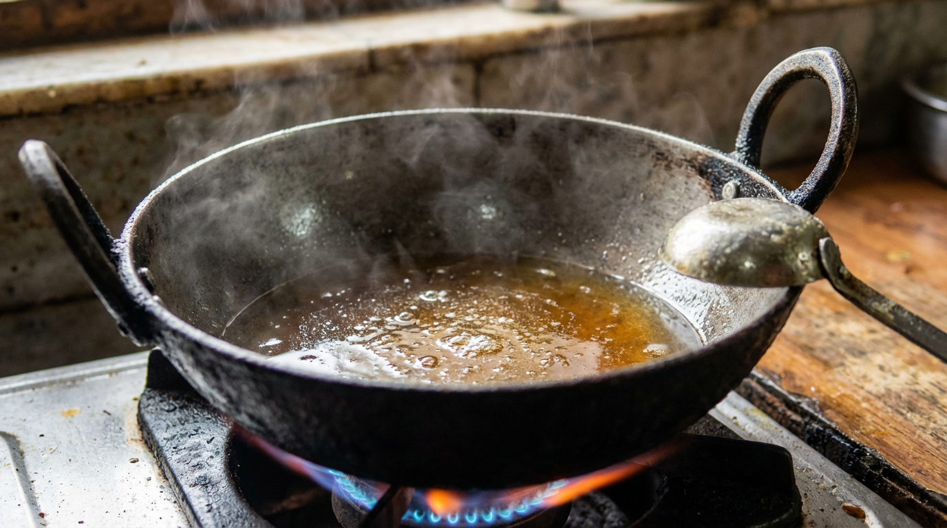 Slow heating to ghee — traditional bilona stage photograph